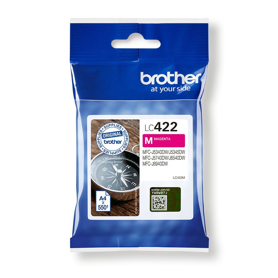 Brother LC-422M Magenta Ink Cartridge (550 pages, Brother MFC-J 5340)