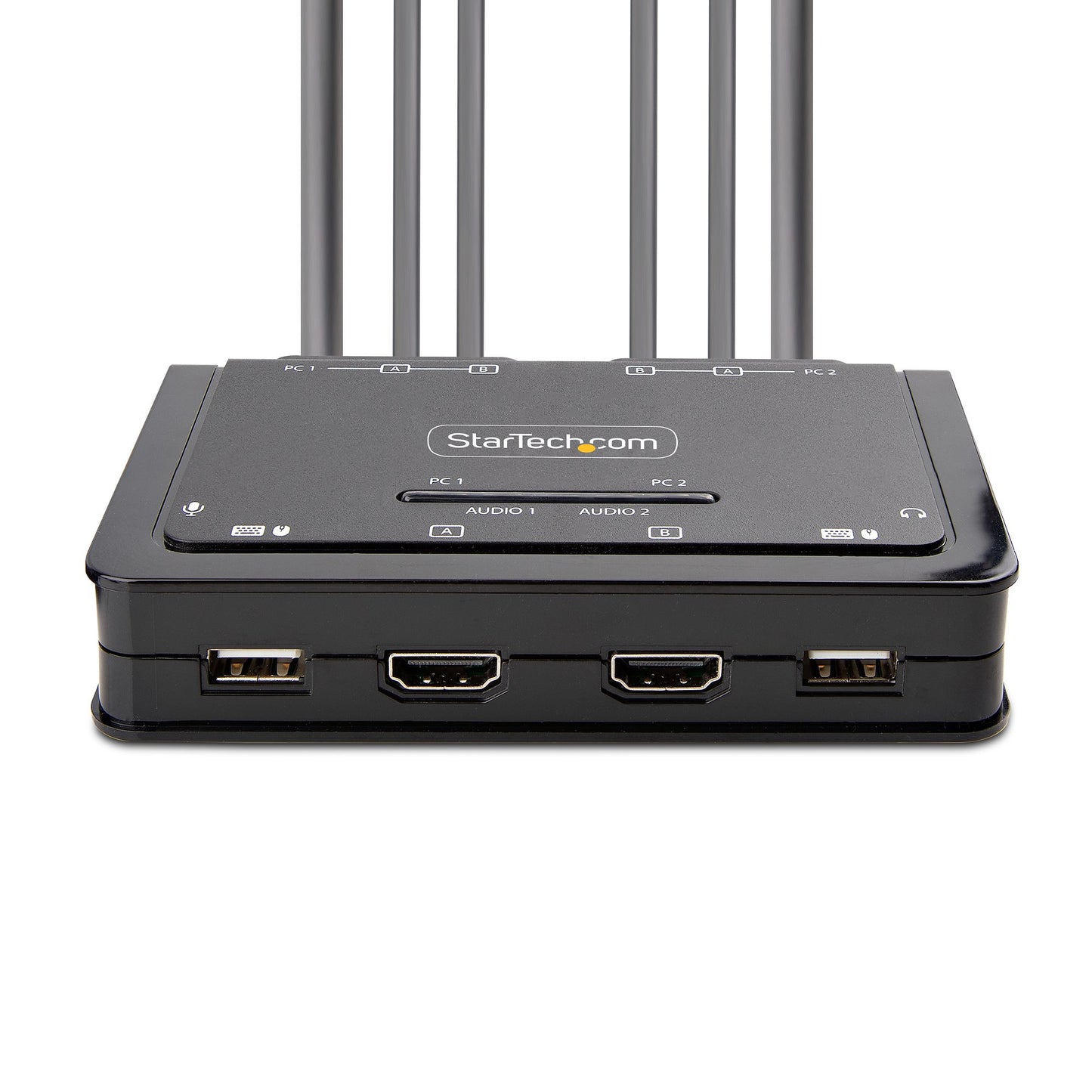 StarTech.com 2-Port Dual-Monitor HDMI Cable KVM Switch, 4K 60Hz, Compact KVM with