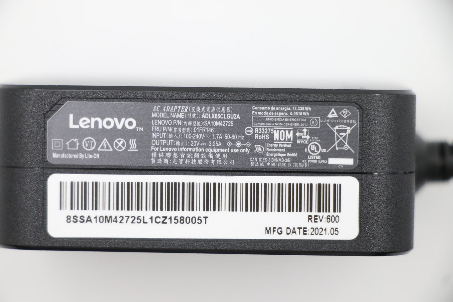 Lenovo 01FR146 power adapter/inverter Indoor 65 W Black Charger