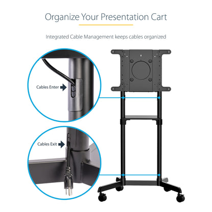 StarTech.com Mobile TV Cart - Portable Rolling TV Stand for 37-70" VESA Display Mount