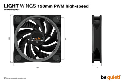 be quiet! Light Wings 120mm ARGB PWM High Speed Fan Black 3 Pack Cooling