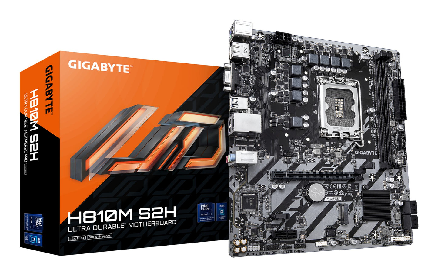 Gigabyte H810M S2H Motherboard - Intel Core Ultra (Series 2) CPUs, 4+1+2 Phases VRM