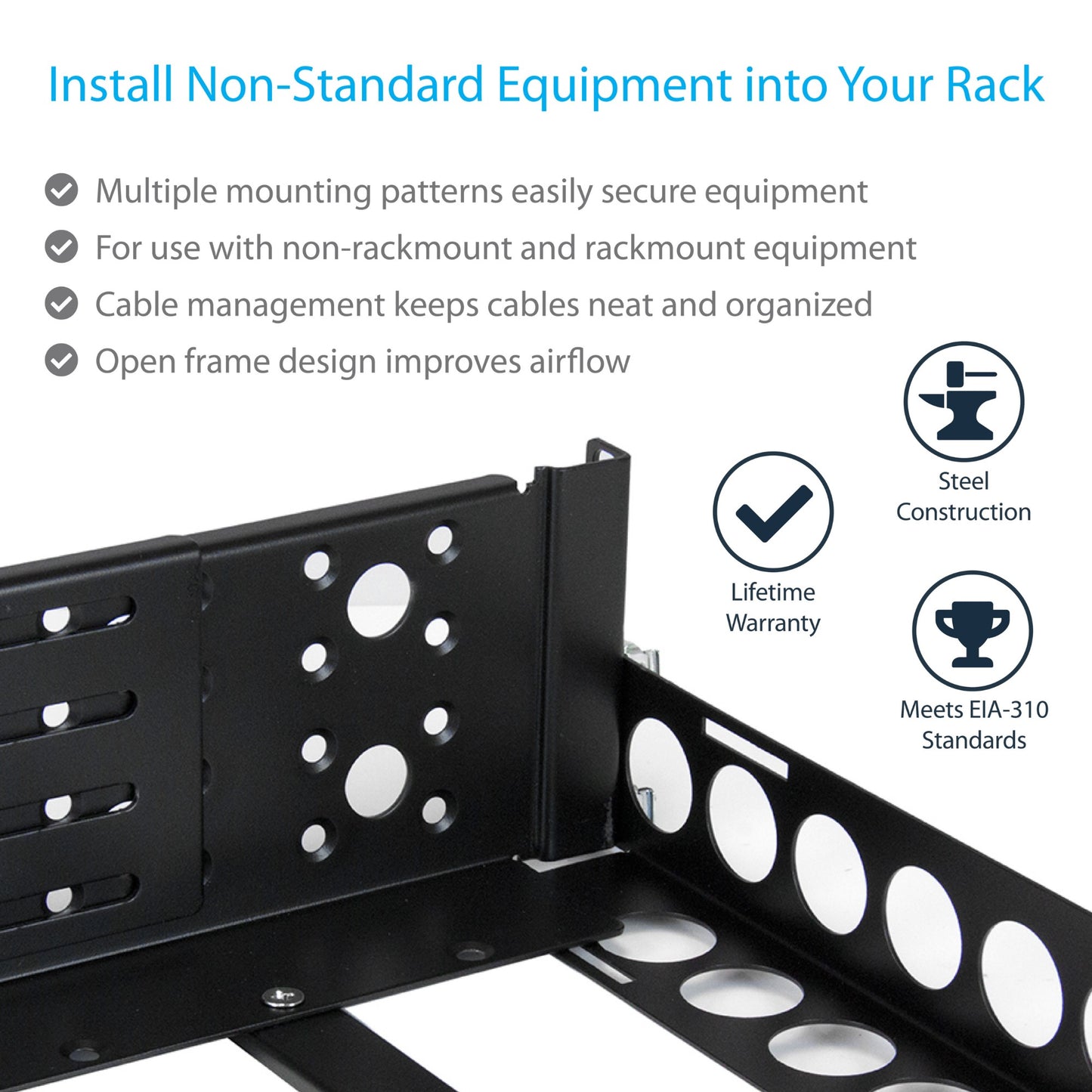 StarTech.com 3U Universal Server Rack Rails - Fixed Mounting Rails - 19" Adjustable