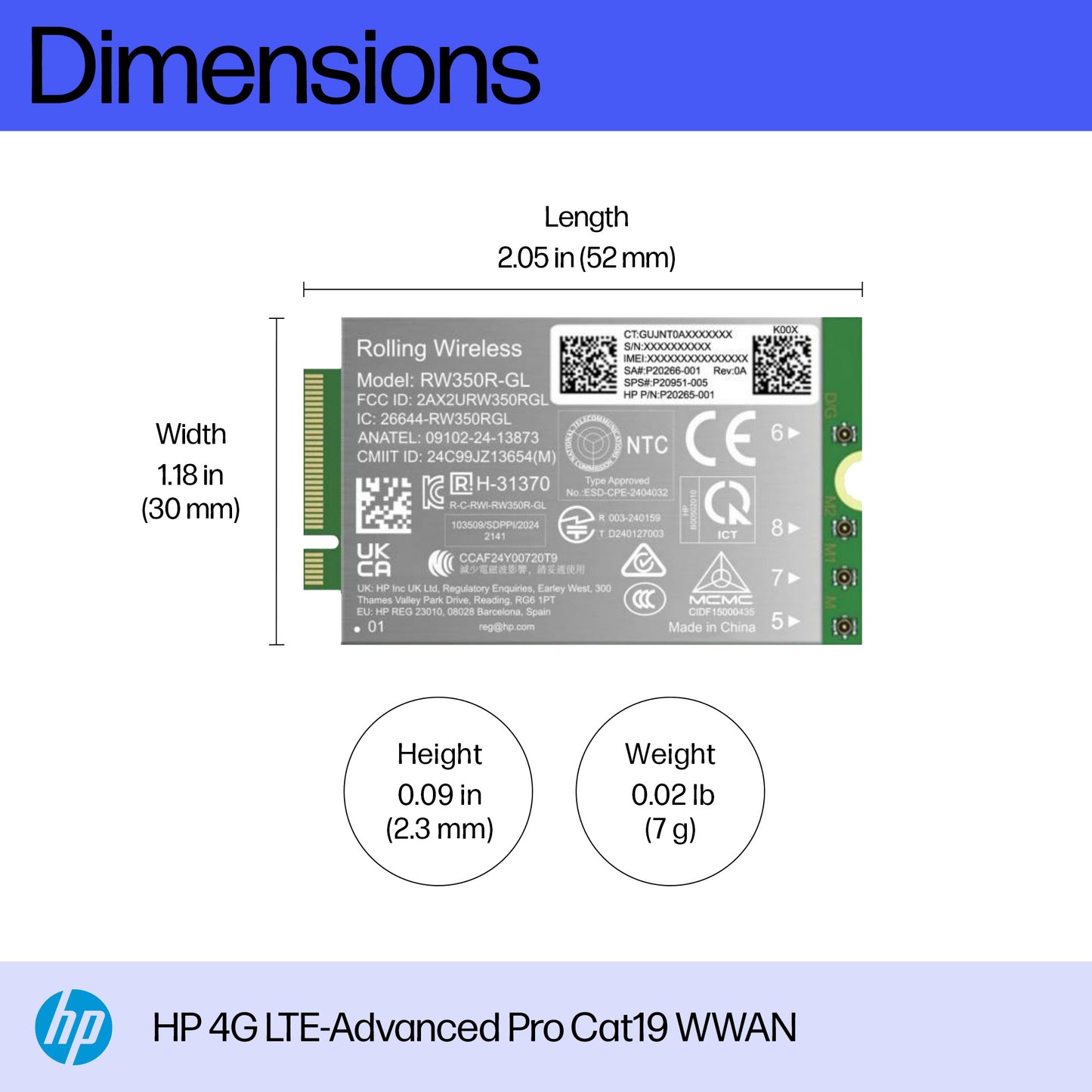 HP 4G LTE-Advanced Pro Cat19 WWAN interface cards/adapter Internal Hub