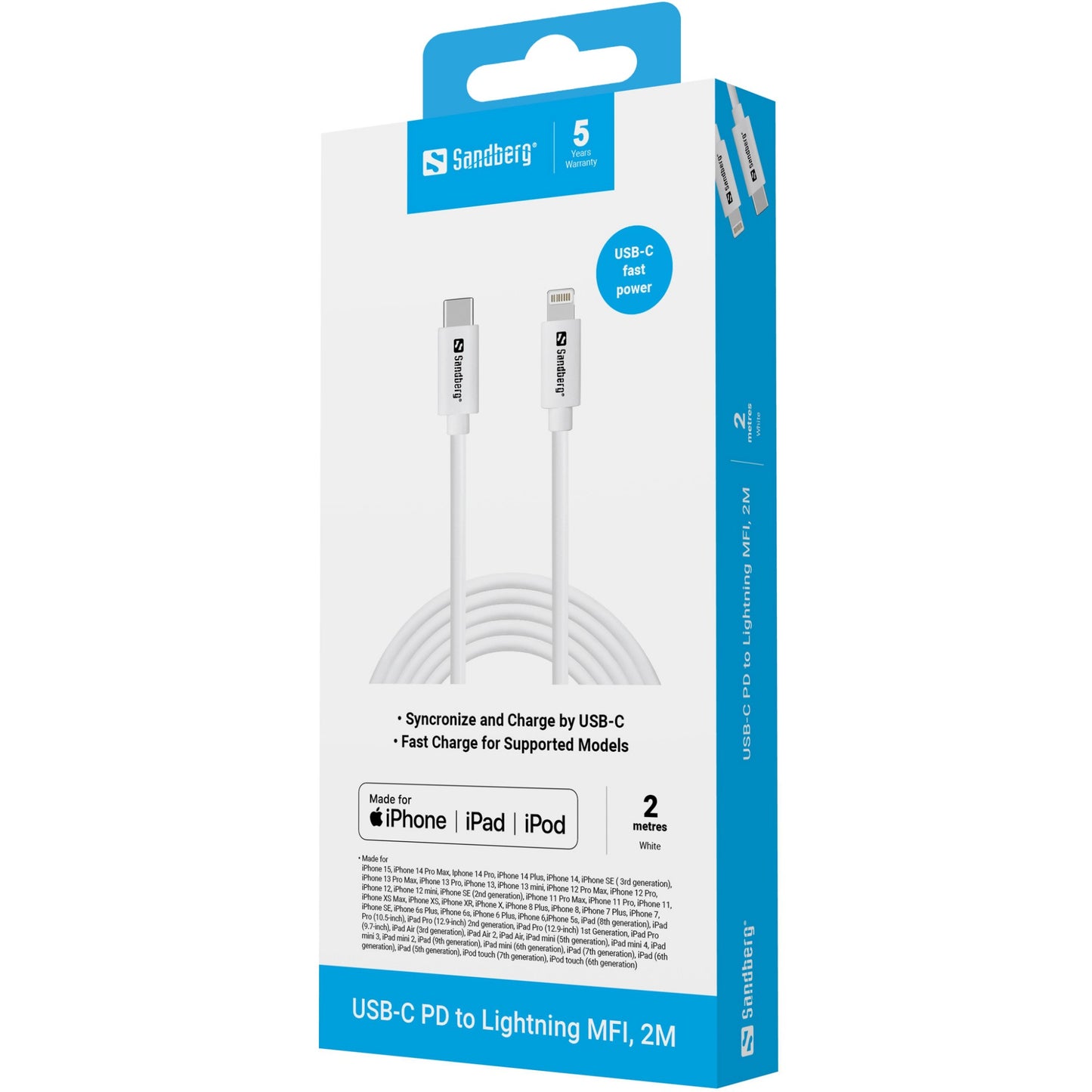 Sandberg USB-C PD to Lightning MFI, 2M Cable