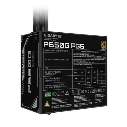 Gigabyte P650G PCIE 5.1 Power Supply - PCIe 5.1, 80 PLUS Silver, 120mm Fan, ATX 3.1