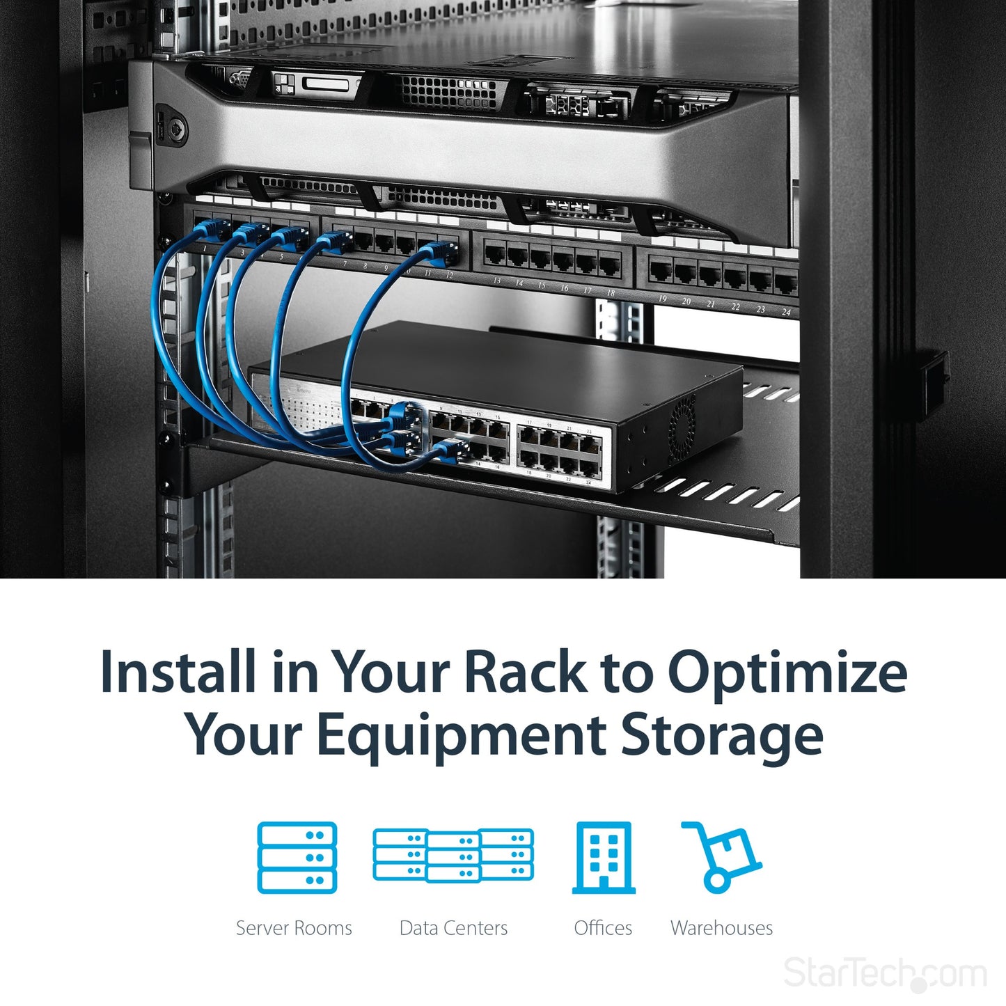 StarTech.com 1U Server Rack Shelf - Universal Vented Rack Mount Cantilever Tray for (ELF116V)