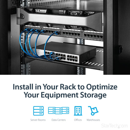 StarTech.com 1U Server Rack Shelf - Universal Vented Rack Mount Cantilever Tray for (ELF116V)