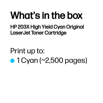 HP CF541X/203X Cyan Toner Cartridge (2.5K pages, HP Pro M 254)