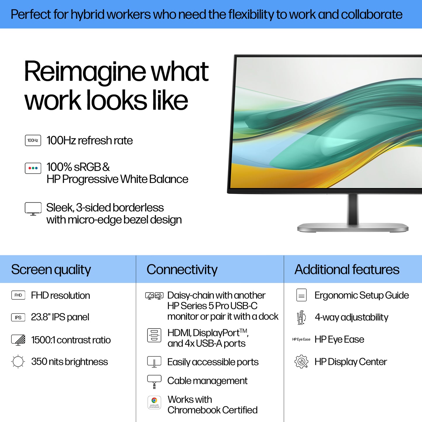 HP Series 5 Pro 524pf 23.8" Full HD IPS 100Hz Monitor