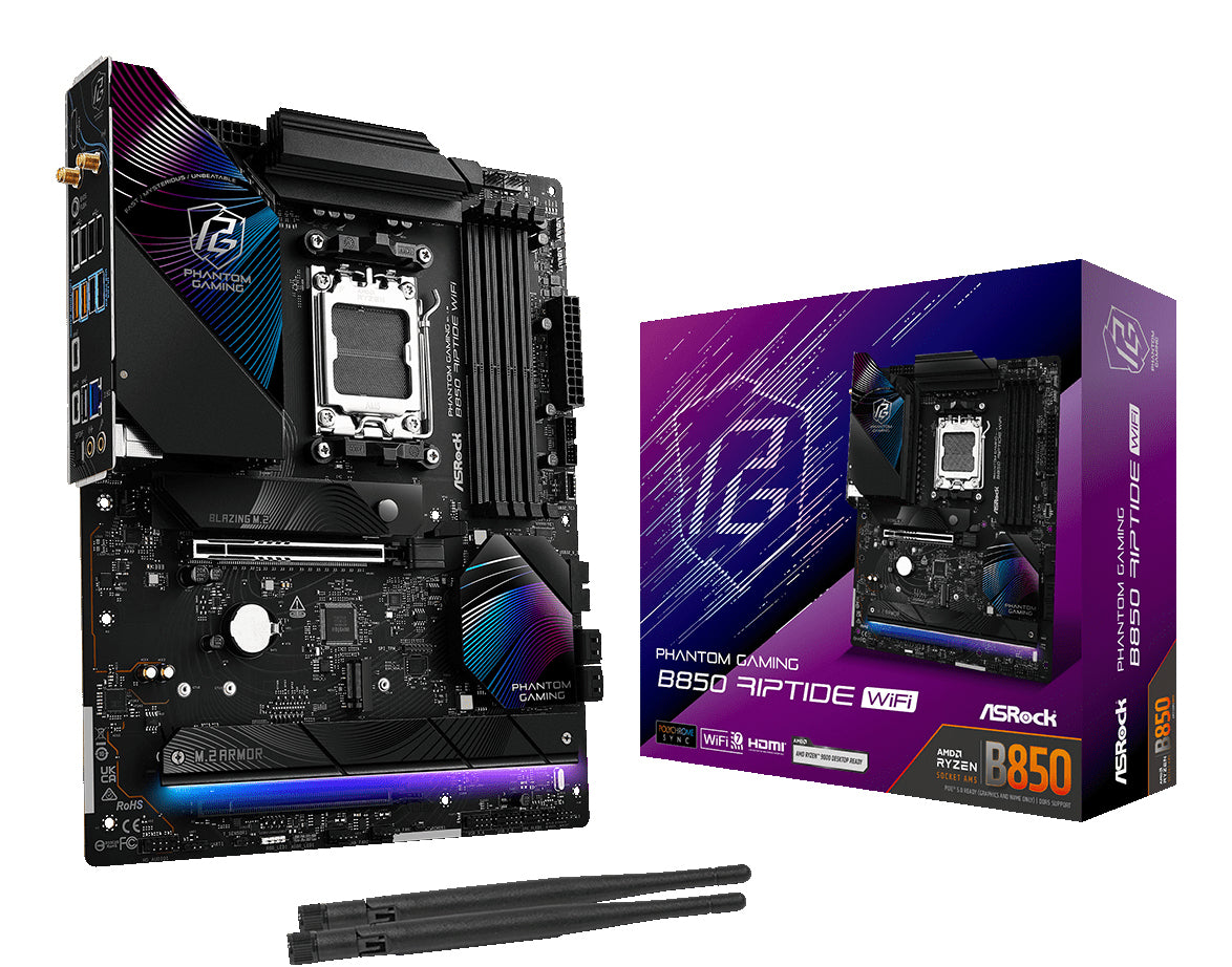 Asrock Phantom Gaming B850 Riptide WiFi AMD B850 Socket AM5 ATX Motherboard