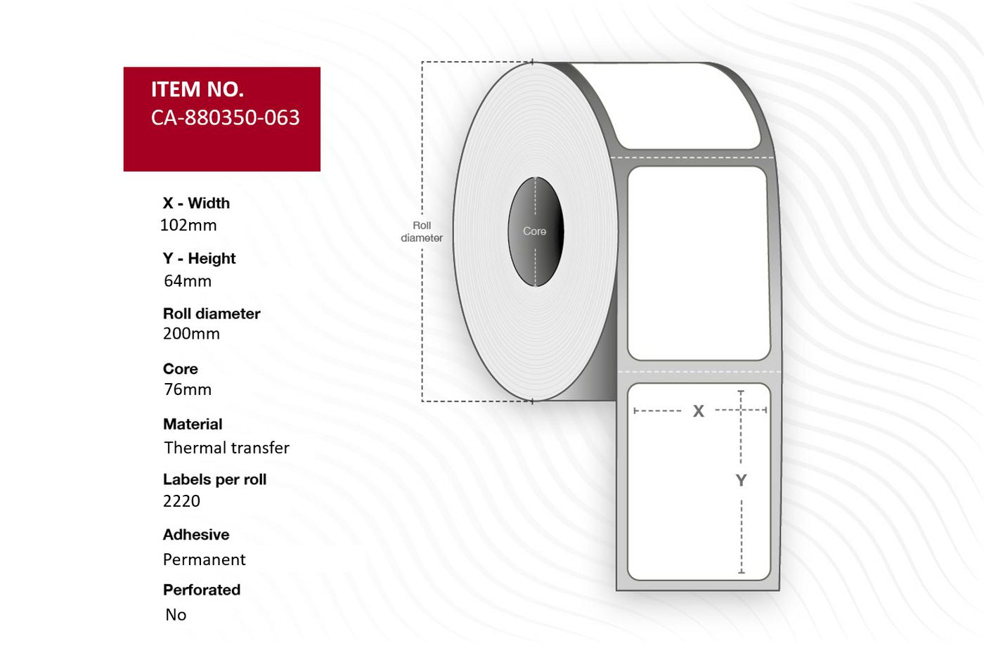 CAPTURE CA-880350-063 printer label White Labels