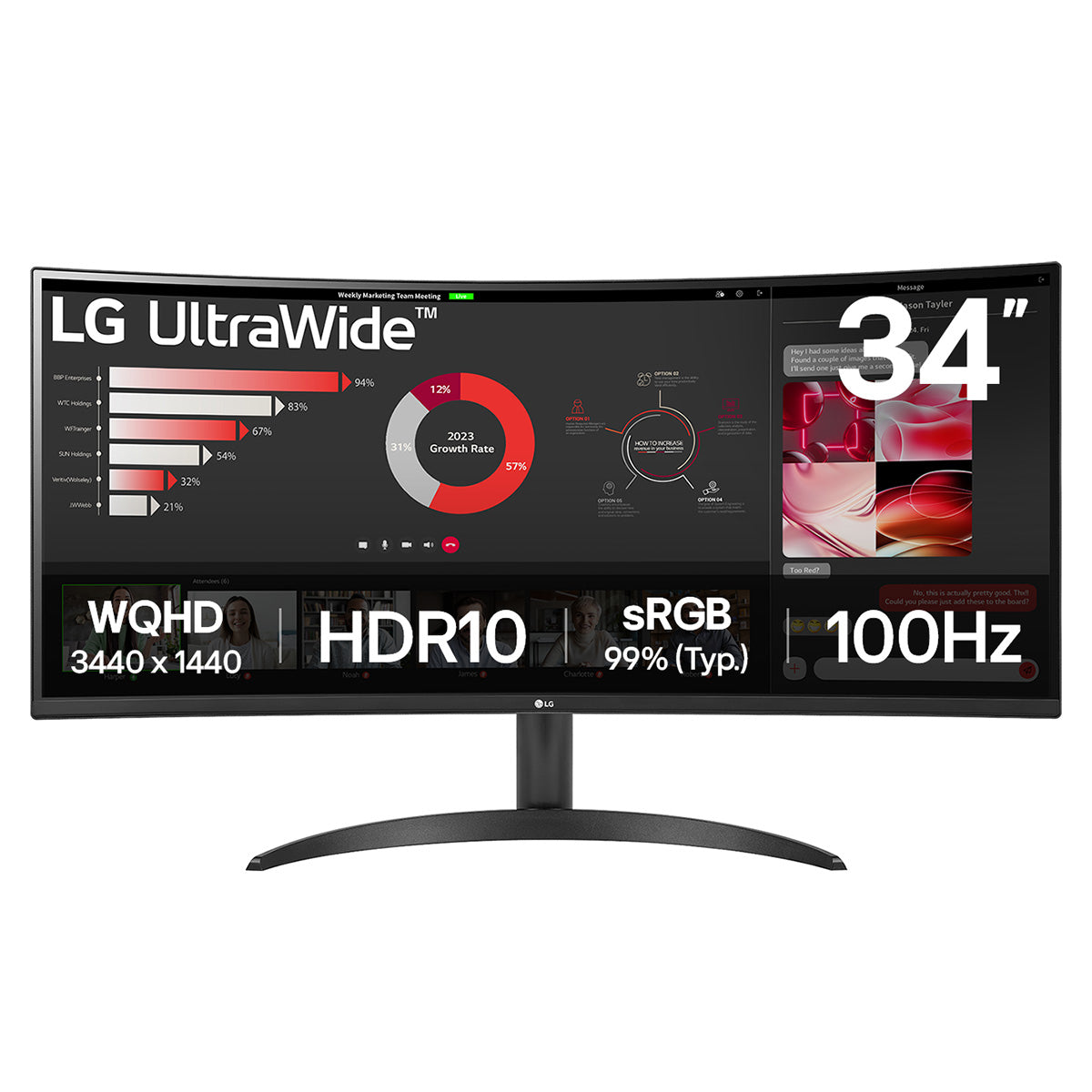 LG 34WR50QK-B 34" UWQHD VA 100Hz Curved Monitor