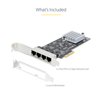 StarTech.com 4-Port 2.5Gbps NBASE-T PCIe Network Card, Intel I225-V, Quad-Port Network Adapter