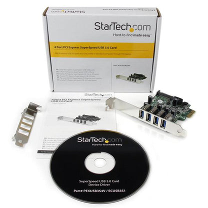 StarTech.com 4 Port PCI Express PCIe SuperSpeed USB 3.0 Controller Card Adapter with Hub