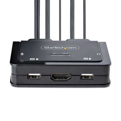 StarTech.com 2-Port Hybrid USB-C HDMI Cable KVM Switch, 4K 60Hz, Compact KVM with