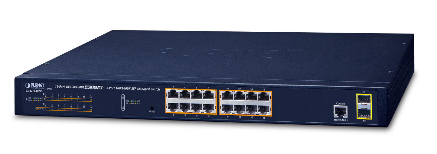 Planet GS-4210-16P2S network switch PoE