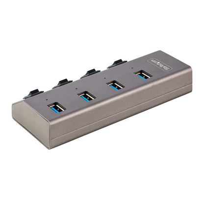 StarTech.com 4 Port Self-Powered USB C Hub with Individual On/Off Switches, USB 3.0