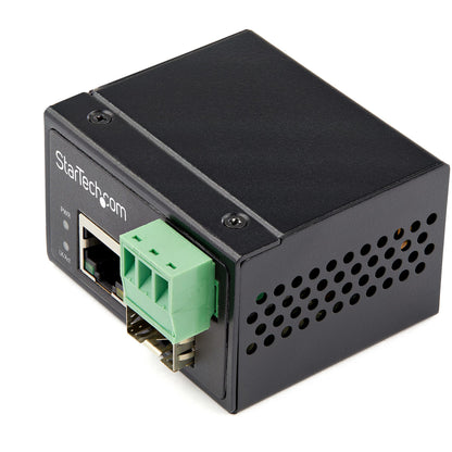 StarTech.com Industrial Fiber to Ethernet Media Converter - 100Mbps SFP to RJ45/Cat6 - Singlemode/Multimode Optical Fiber to Copper Network - 12-56V DC - IP-30/ -40 to +75C - TAA Networking