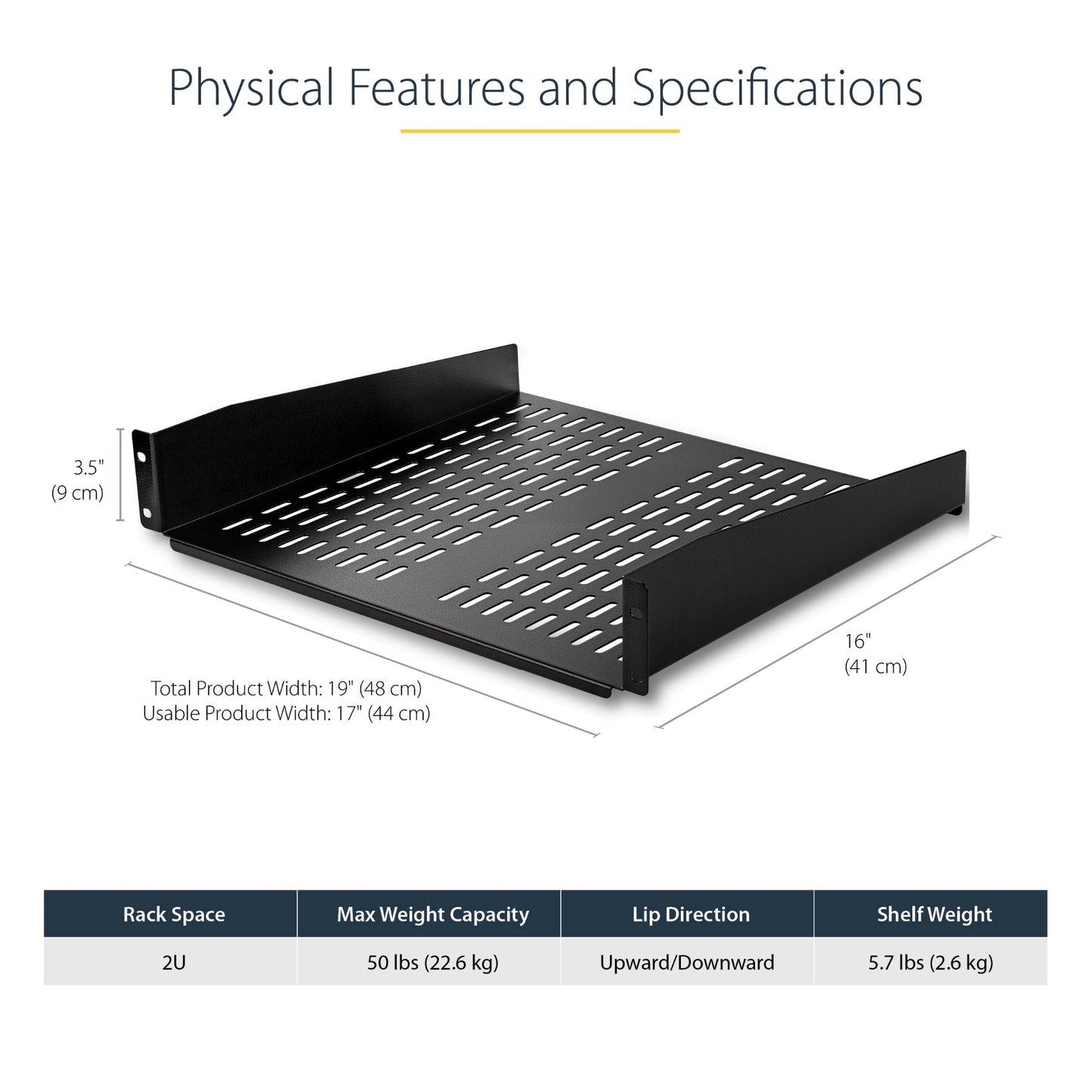 StarTech.com 2U Server Rack Shelf - Universal Vented Rack Mount Cantilever Tray for (BSHELFV)