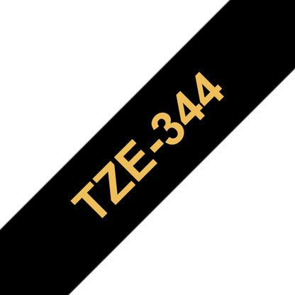 Brother TZE-344 DirectLabel gold on black Laminat 18mm x 8m for Brother P-Touch TZ Labels