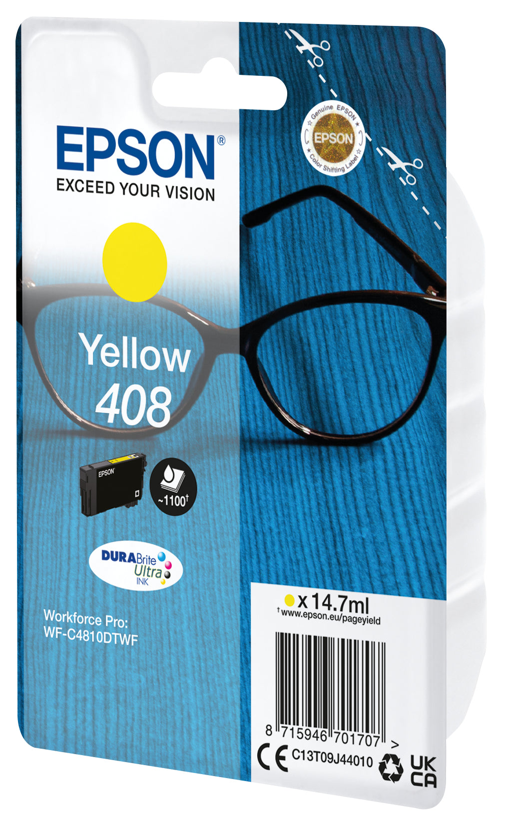 Epson C13T09J44010/408 Yellow Ink Cartridge (1.1K pages, Epson WF-C 4810)