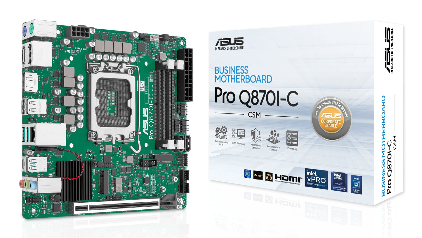 ASUS PRO Q870I-C-CSM Intel Q870 LGA 1851 (Socket V1) mini ITX Motherboard
