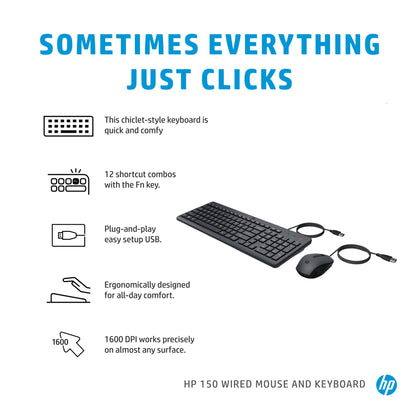 HP 150 Wired Keyboard & Mouse Combo