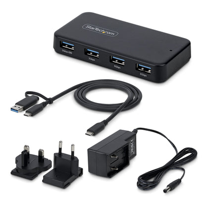 StarTech.com 4-Port USB-A Hub, 5Gbps, Self-Powered, 2-in-1 USB-C and USB-A Host