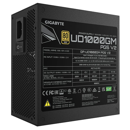 Gigabyte UD1000GM PG5 V2 Power Supply Unit- PCIe Gen 5.1, 80 PLUS Gold, Fully