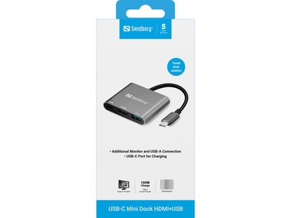 Sandberg USB-C Mini Dock HDMI+USB Hub