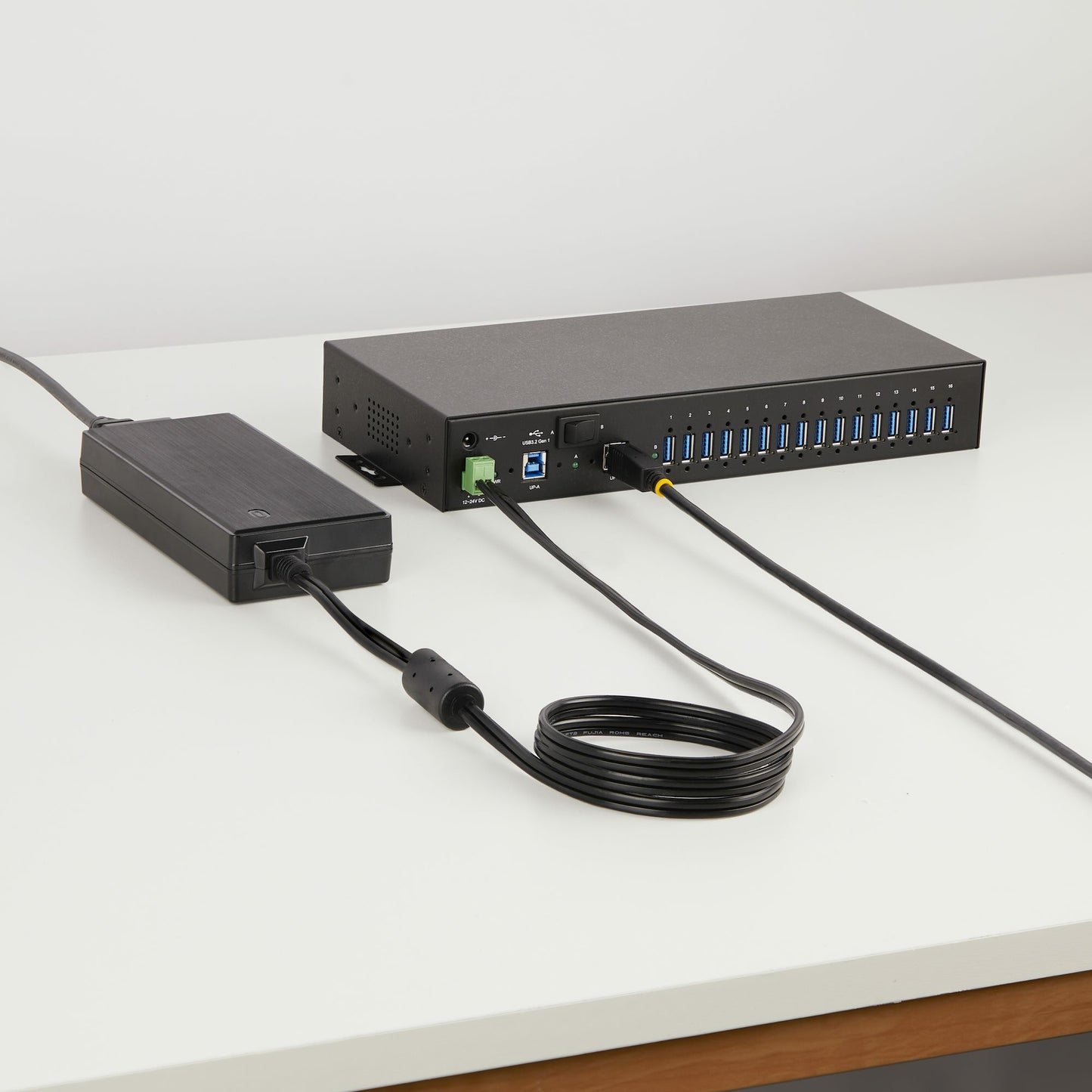 StarTech.com 16-Port Industrial USB 5Gbps Hub with Power Adapter, Metal Enclosure