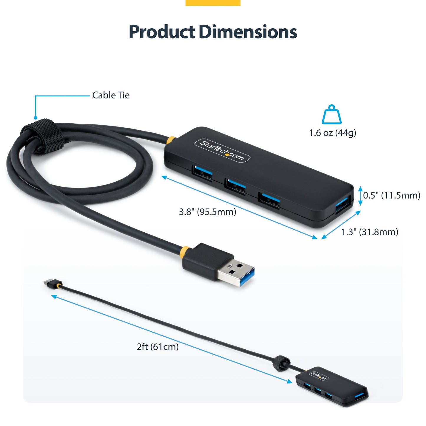 StarTech.com 4-Port USB-A Hub, 5Gbps, Bus Powered, USB-A to 4x USB-A Mini Hub, Extra
