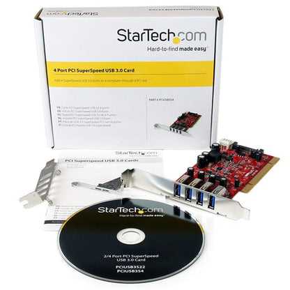 StarTech.com 4 Port PCI SuperSpeed USB 3.0 Adapter Card with SATA / SP4 Power Hub