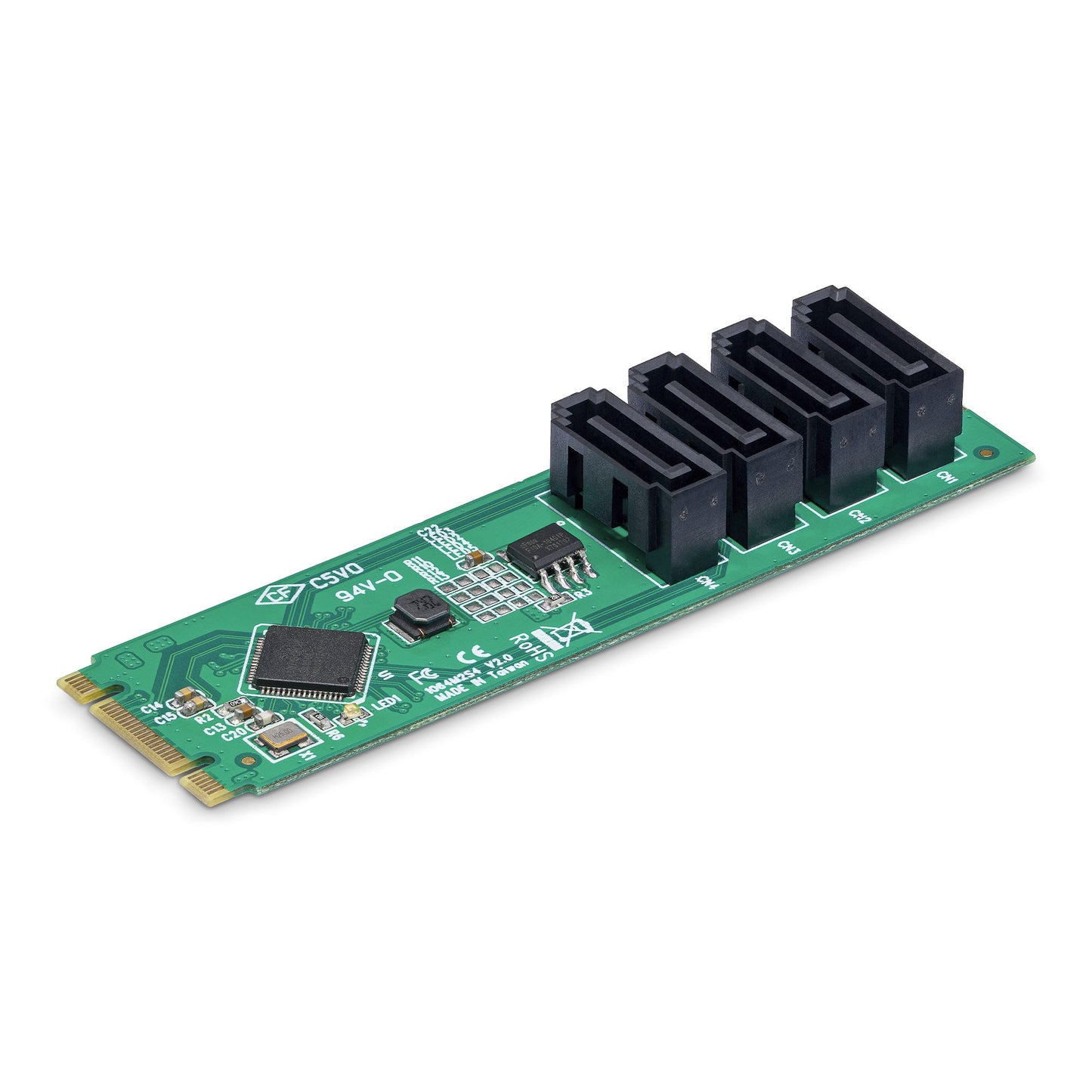 StarTech.com 4-Port M.2 to SATA Adapter Card, M.2 PCIe 3.0 to SATA HDD/SSD Expansion Hub