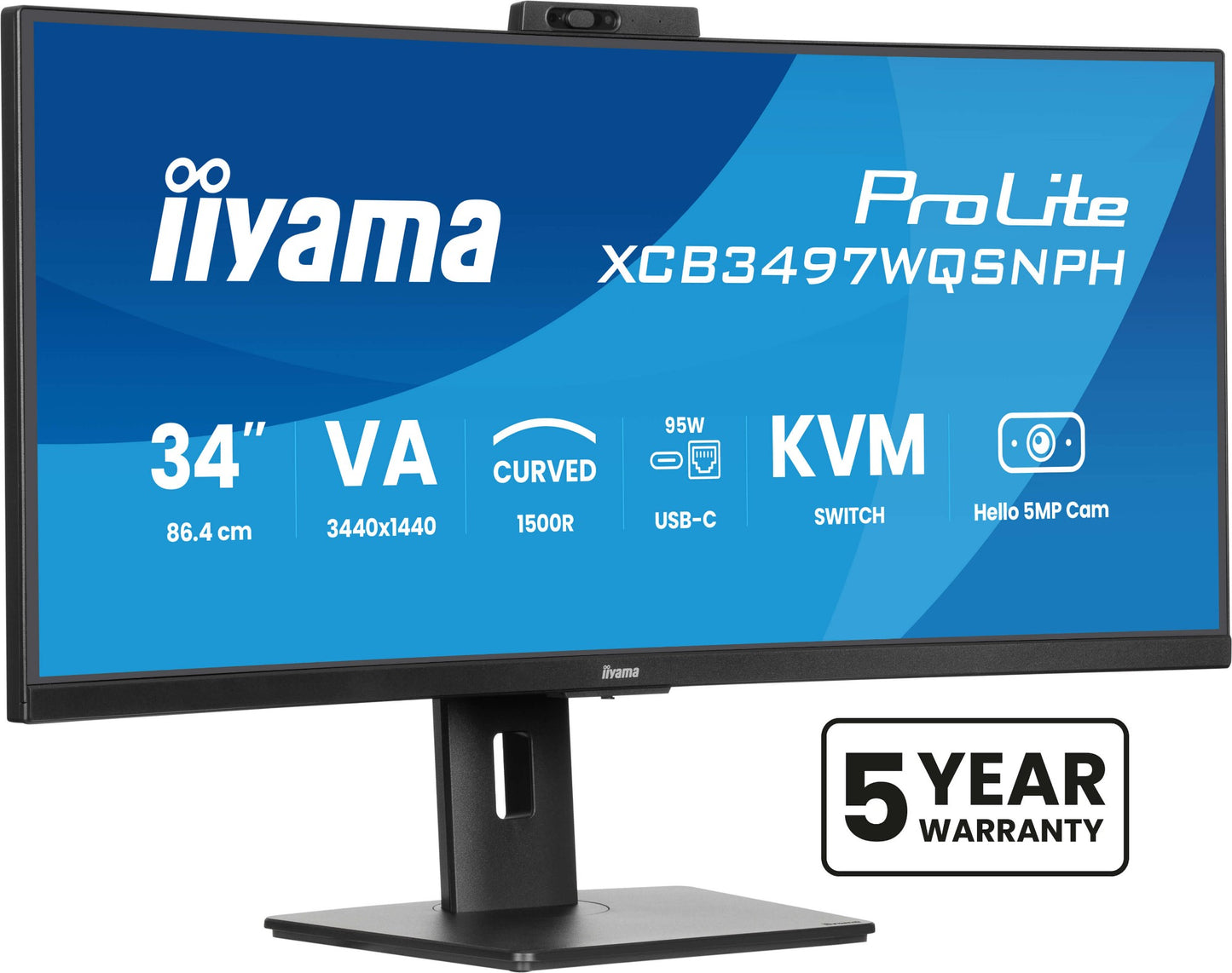 iiyama ProLite XCB3497WQSNPH-B1 34" UWQHD VA 120Hz Curved Monitor