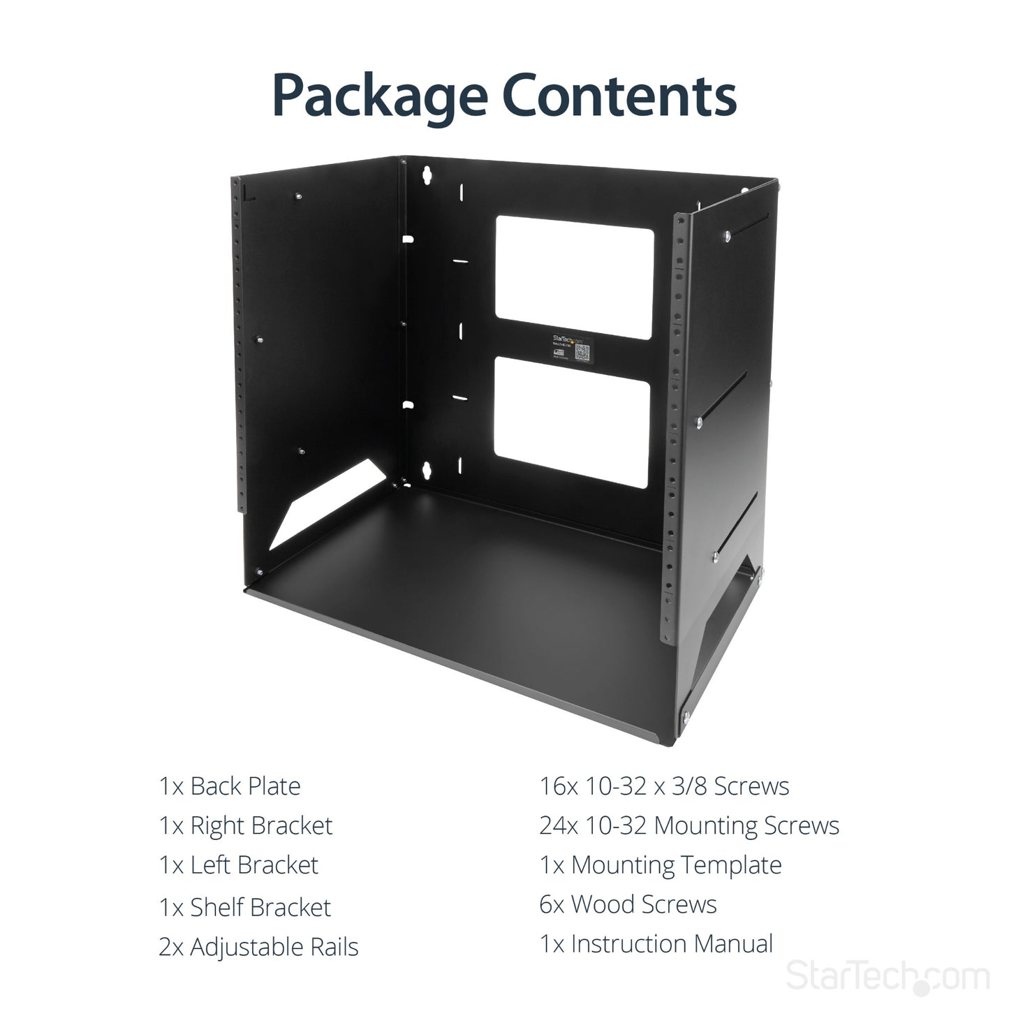StarTech.com 2-Post 8U Open Frame Wall Mount Network Rack with Built-in Shelf, Wall