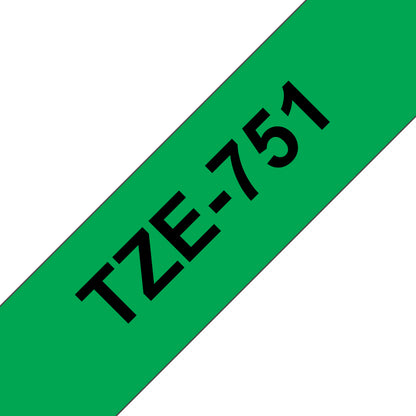 Brother TZE-751 DirectLabel black on green Laminat 24mm x 8m for Brother P-Touch TZ Labels