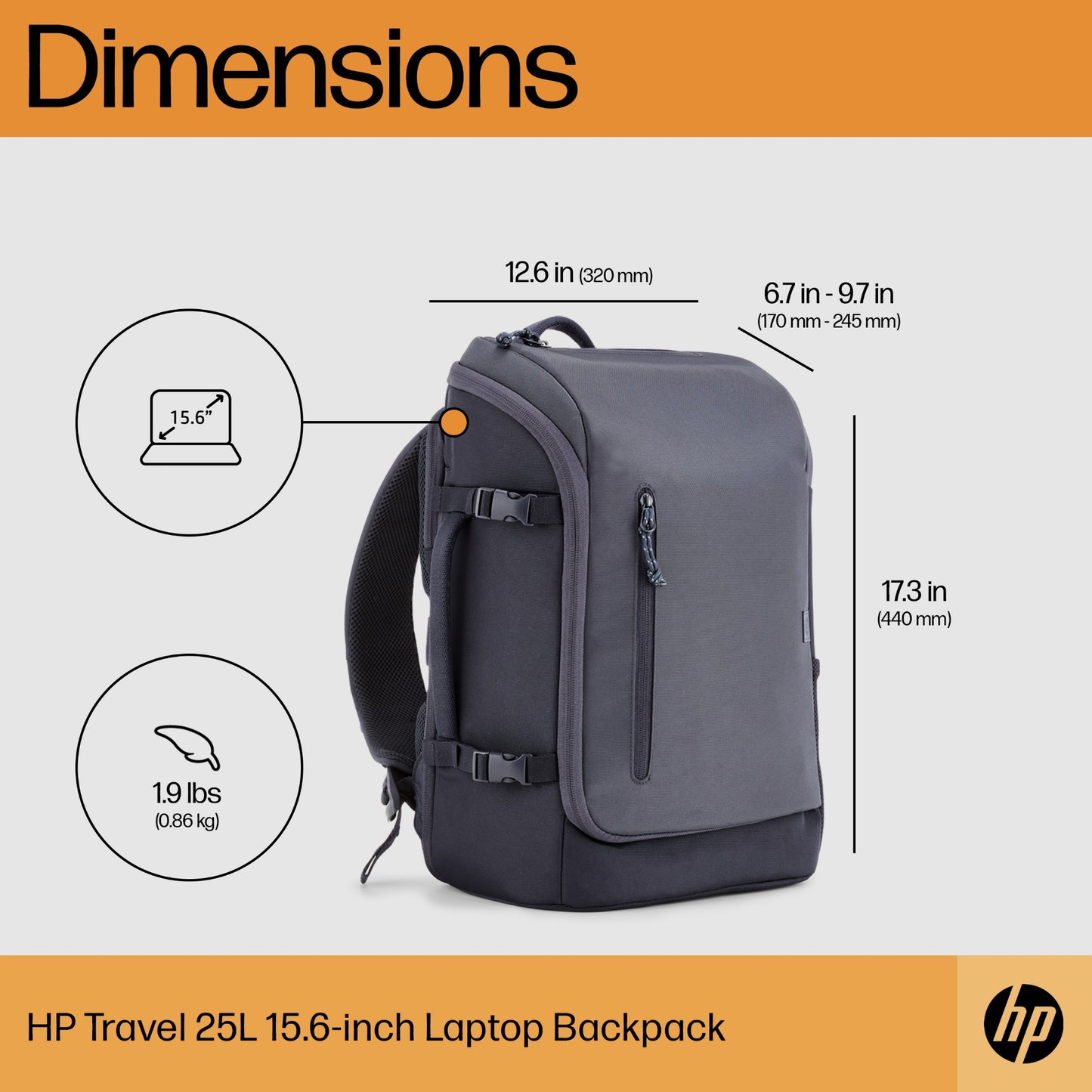 HP Travel 25 Liter 15.6 Iron Grey Laptop Backpack Laptop Bag