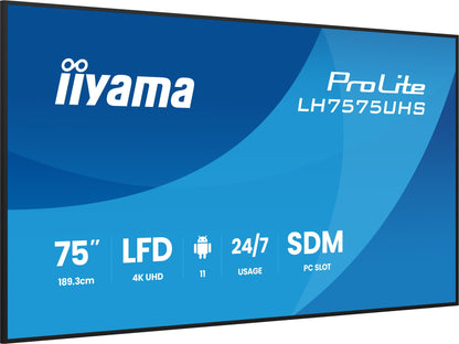 iiyama LH7575UHS-B2AG Signage Display Digital signage flat panel 4K UHD IPS Monitor