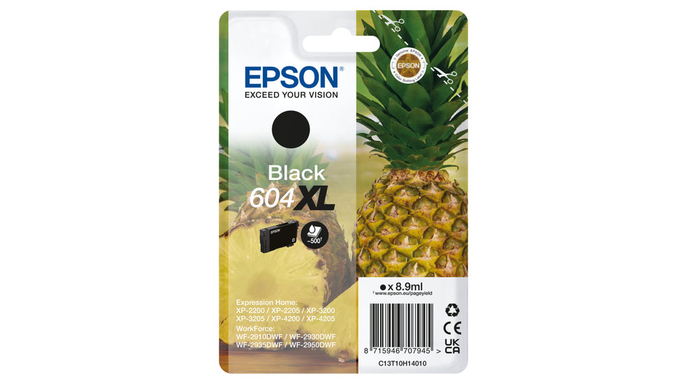 Epson C13T10H14010/604XL Black Ink Cartridge (500 pages, Epson XP-2200)