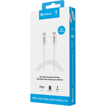 Sandberg USB-CC USB4 240W+40Gbps, 1M Cable