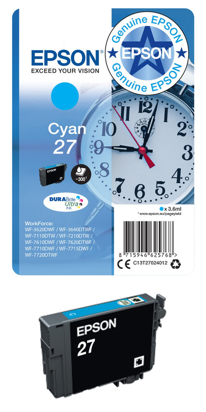 Epson C13T27014012/27 Black Ink Cartridge (350 pages, Epson WF 3620)