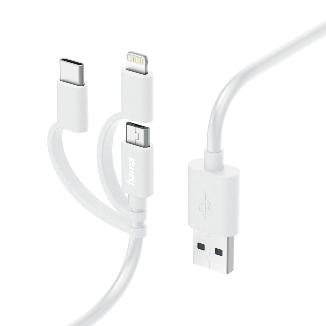 Hama 3-in-1 Multi Charging Cable, USB-A - Micro-USB, USB-C and Lightning, 1.0 m