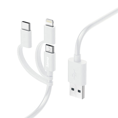 Hama 3-in-1 Multi Charging Cable, USB-A - Micro-USB, USB-C and Lightning, 1.0 m