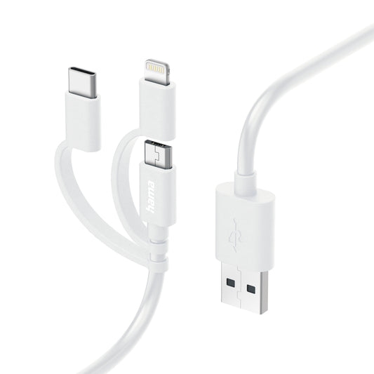 Hama 3-in-1 Multi Charging Cable, USB-A - Micro-USB, USB-C and Lightning, 1.0 m