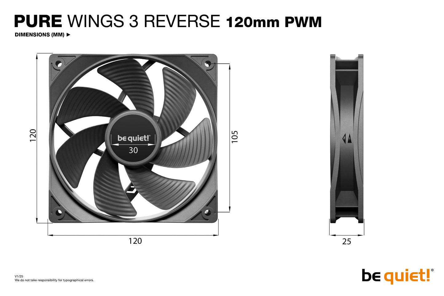 be quiet! Pure Wings 3 120mm | PWM Reverse Triple-Pack Computer case Fan 12 cm Black Cooling