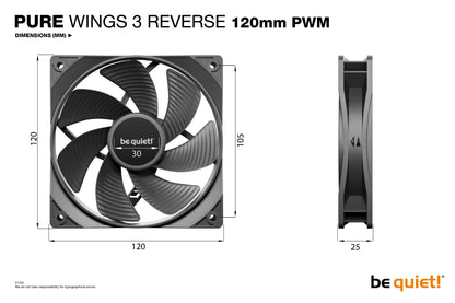 be quiet! Pure Wings 3 120mm | PWM Reverse Triple-Pack Computer case Fan 12 cm Black Cooling