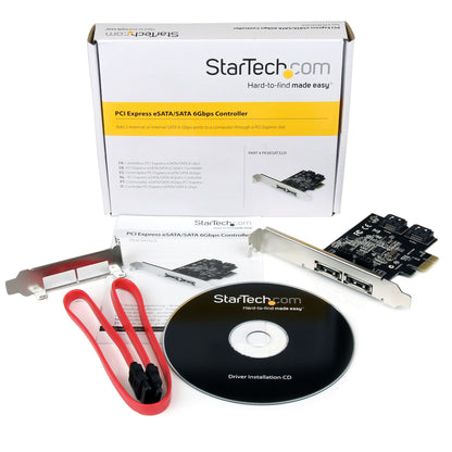 StarTech.com 2 Port PCI Express SATA 6 Gbps eSATA Controller Card - Dual Port PCIe Hub