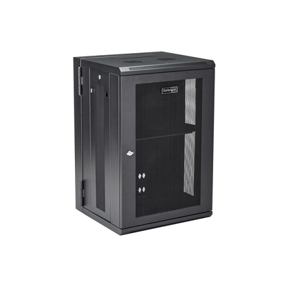 StarTech.com 4-Post 18U Wall Mount Network Cabinet with 1U Shelf, 19" Hinged Rack
